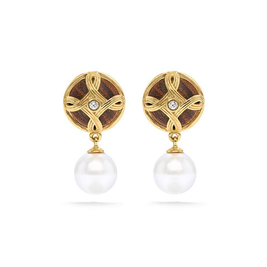 Drop Earrings - Pearl/Teak