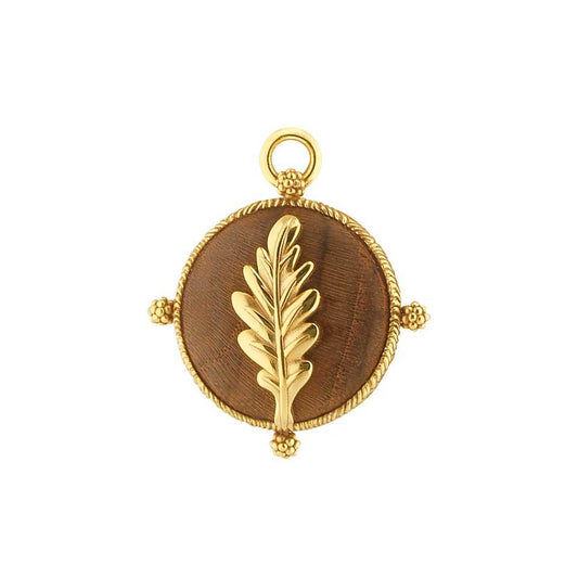 Oak Leaf Double Sided Pendant - Teak/Gold