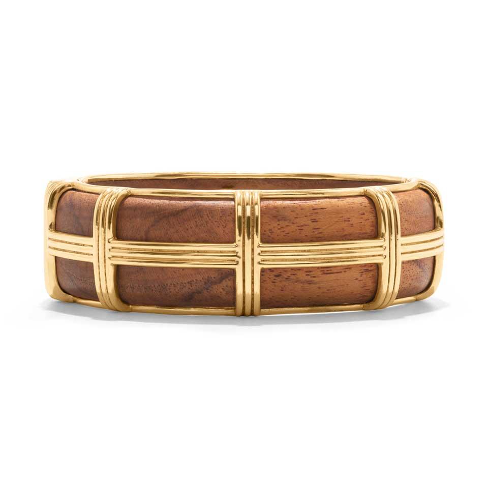 Hinged Bangle, M/L - Teak