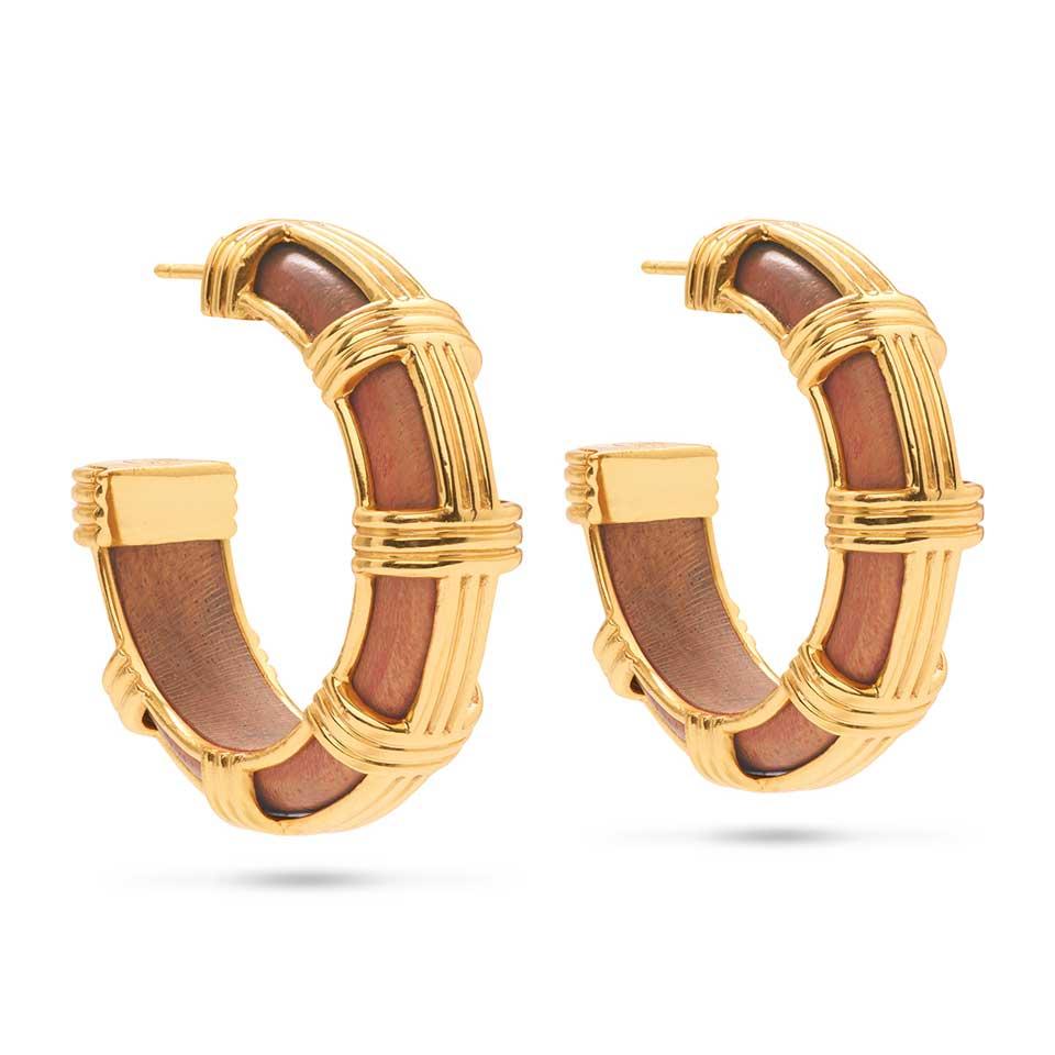Cage Hoop Earrings - Teak