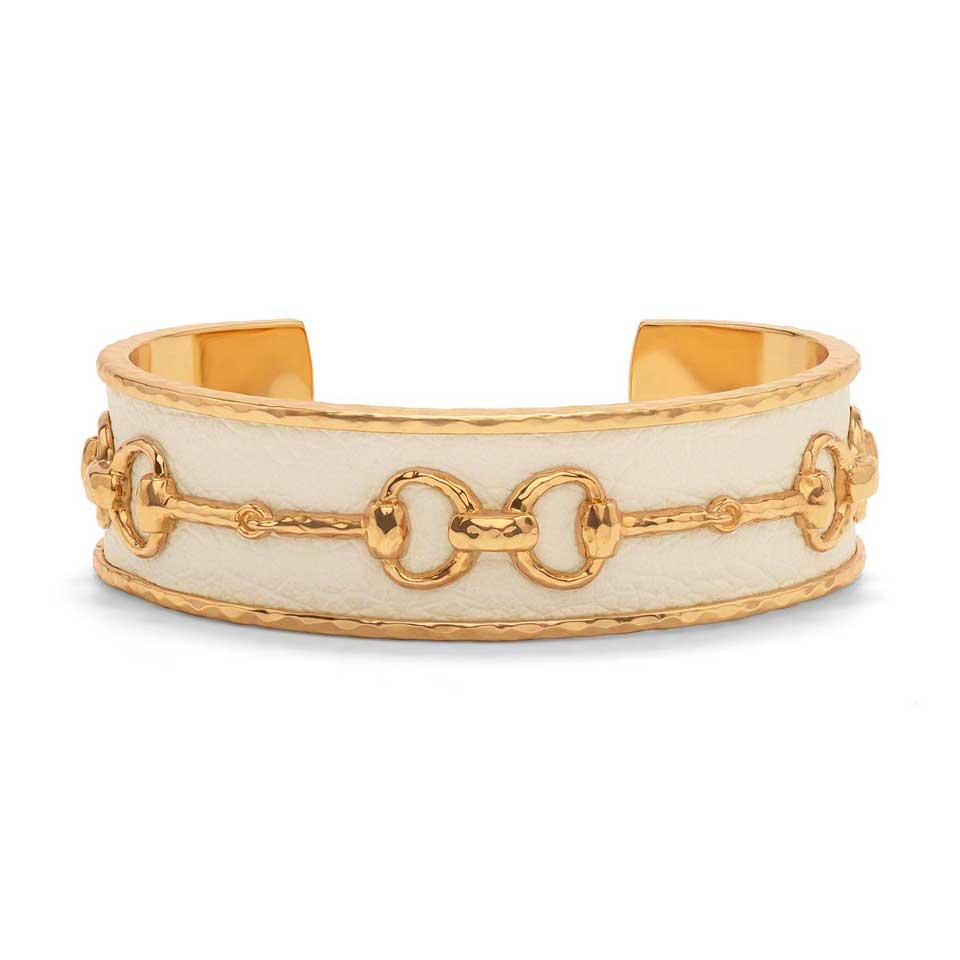 Snaffle Bit Cuff - Vegan White Leather