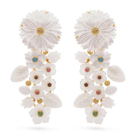 Convertible Statement Earrings - MOP/Multi-Colored Jade