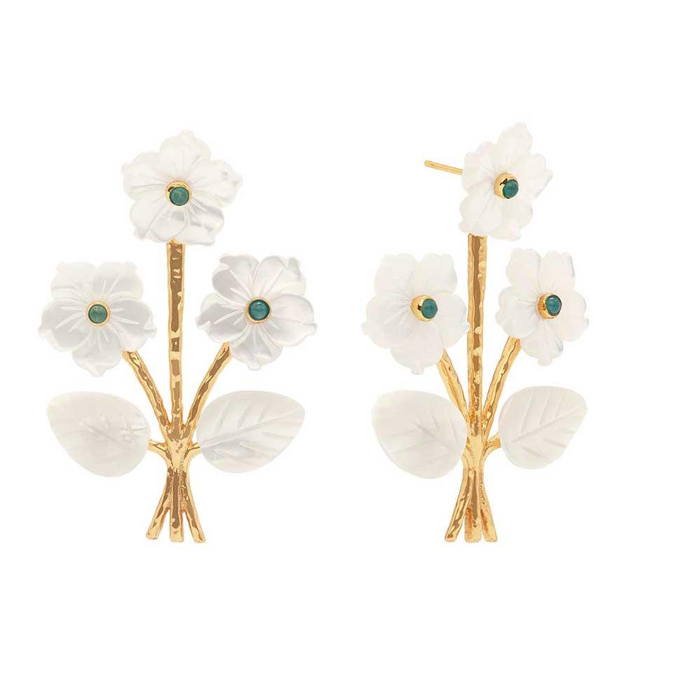 Convertible Bouquet Post Earrings - MOP/Ocean Jade