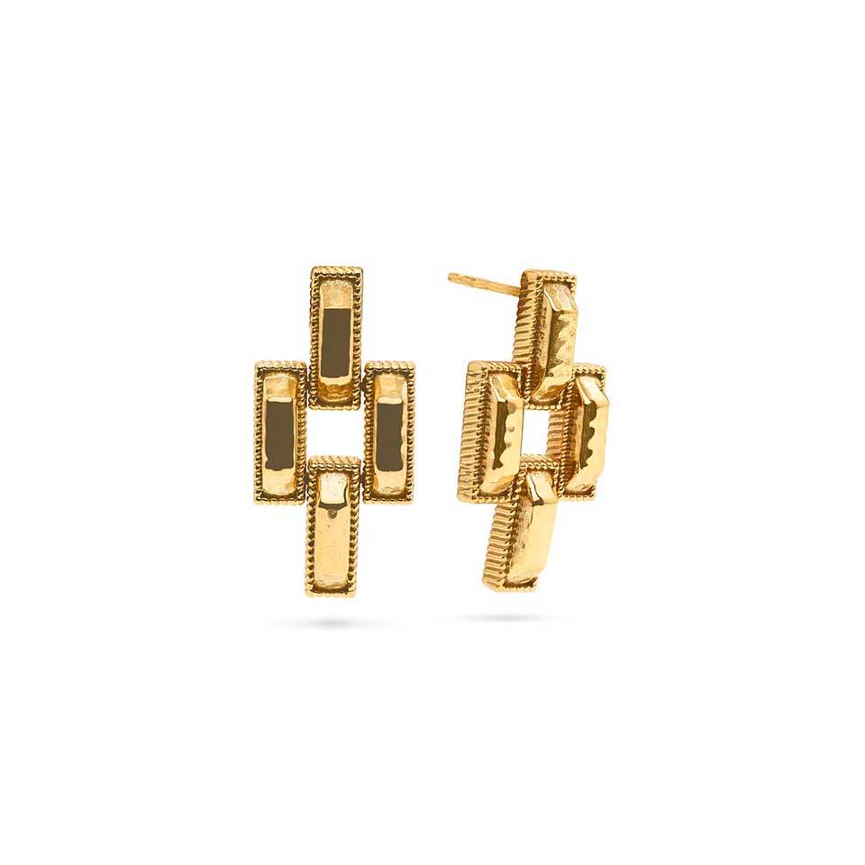 Post Small Link Earrings - Gold