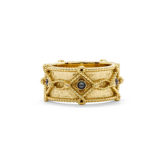 Ring Band, Size 6 - Gold/Blue Labradorite