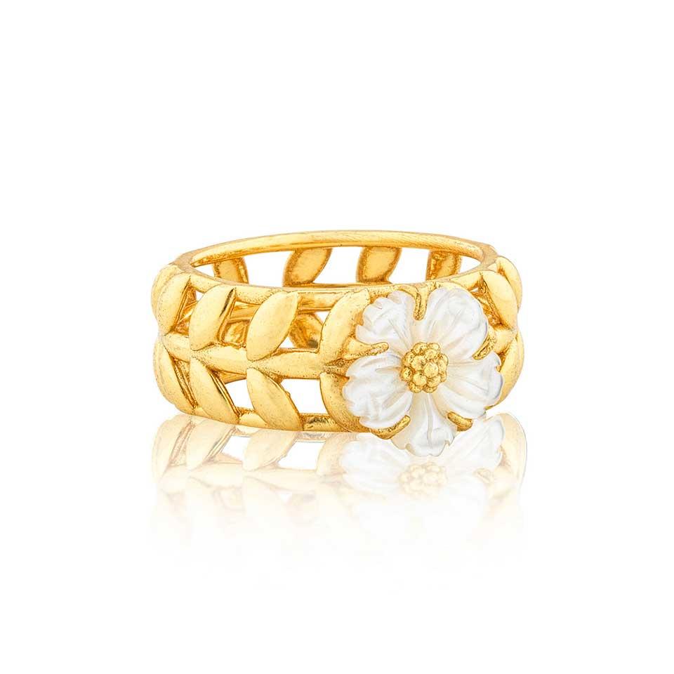 Fleur Vine Ring, Size 6 - MOP