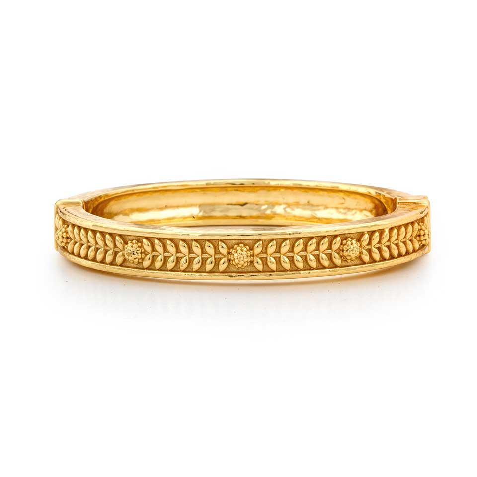 Vine Hinged Bangle, S/M - Gold