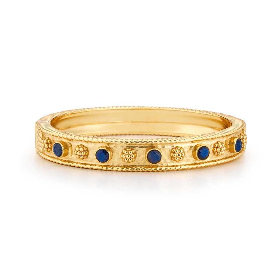Gem Classic Hinged Bangle - Blue Labradorite