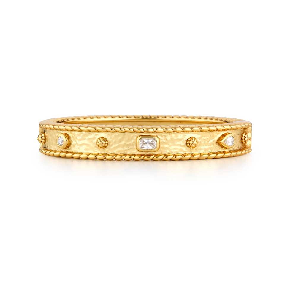 Gem Hinged Bangle - Clear Cubic Zirconia