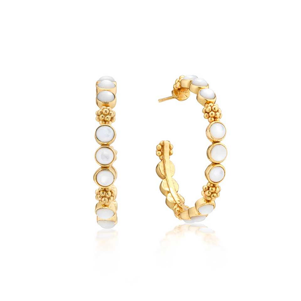 Gem Medium Hoop Earrings - MOP