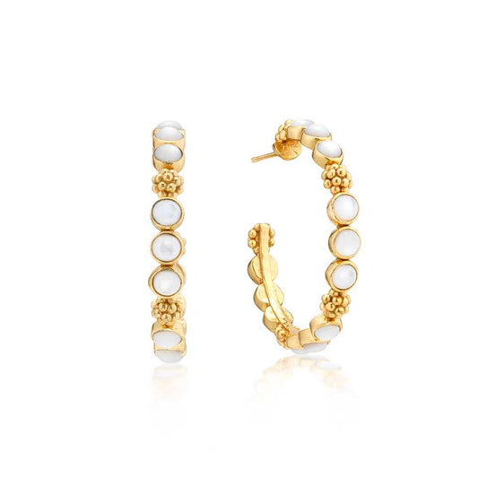 Gem Medium Hoop Earrings - MOP
