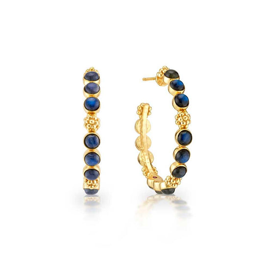 Gem Medium Hoop Earrings - Blue Labradorite