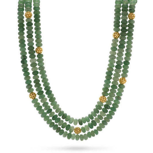 Bead Triple Strand Necklace, 18" - Meadow Jade