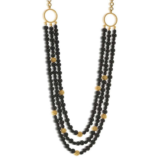 3-Strand Necklace, 18" - Ebony