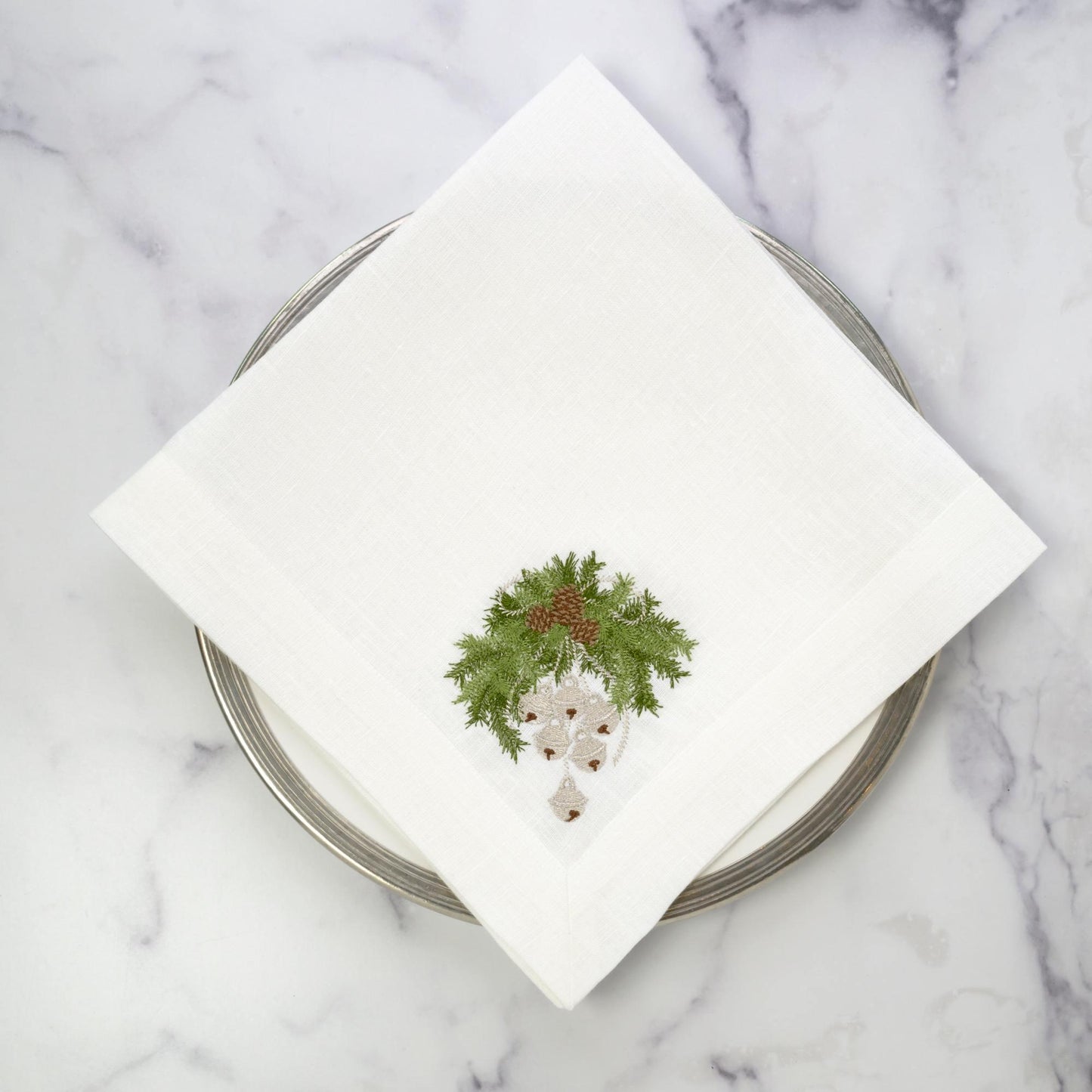 Jingle Bell Swag, White (Multi) Large Napkin