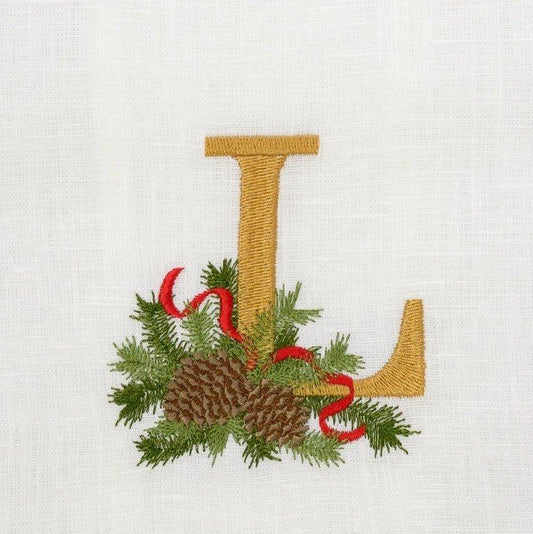 Towel, Winter Pine Monogram L, White (Multi)