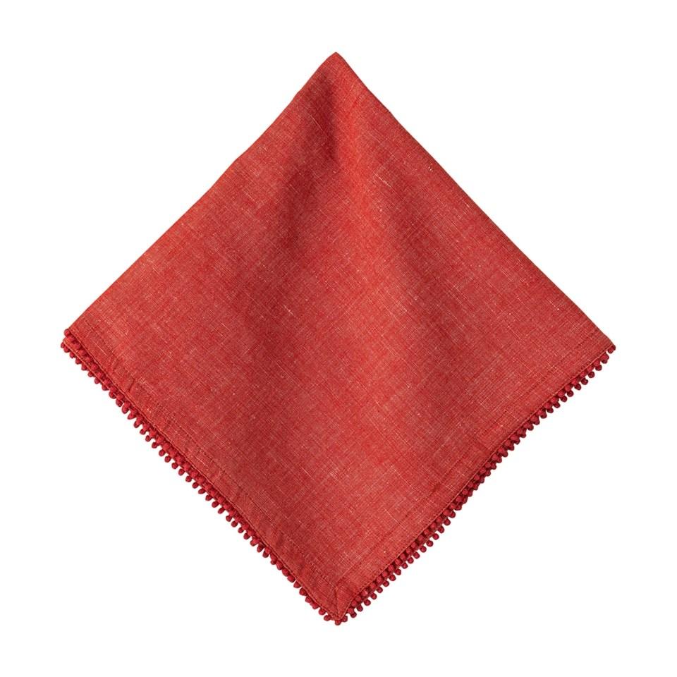 Berry Trim Napkin - Red