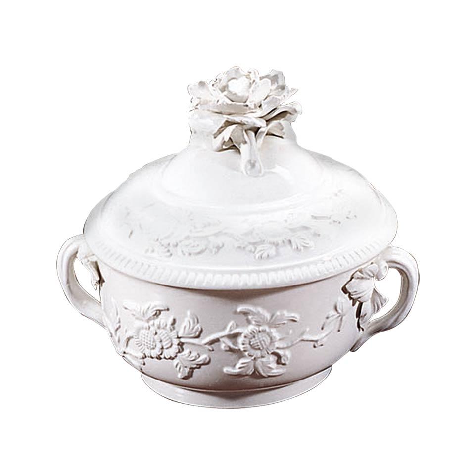 Creamware Lobed Box W/Rose Finial