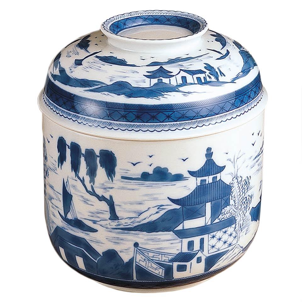 Blue Canton Temple Jar