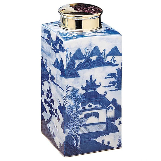 Blue Canton Tea Jar, Large