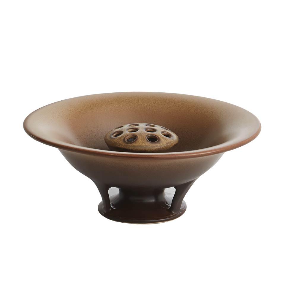 Flower Bowl W/ Frog Gold & Brown