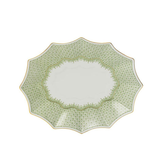 Apple Green Lace Fluted Tray, Med.