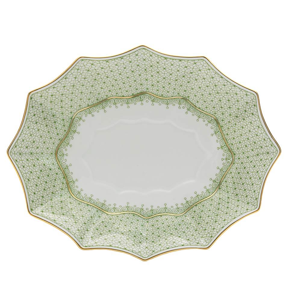 Apple Green Lace Fluted Tray, Lg.