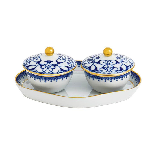 Lace Heirluminare Two Votives W/Tray
