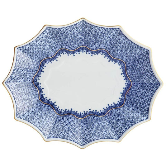 Blue Lace Fluted Tray, Large