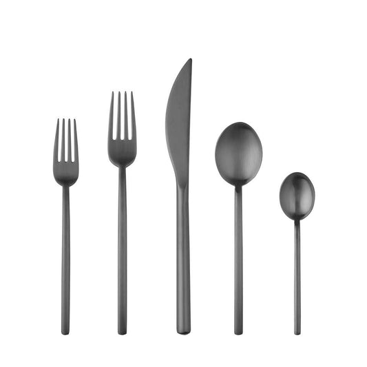 Cutlery Set 5 Pcs Place Setting Ice Oro Nero