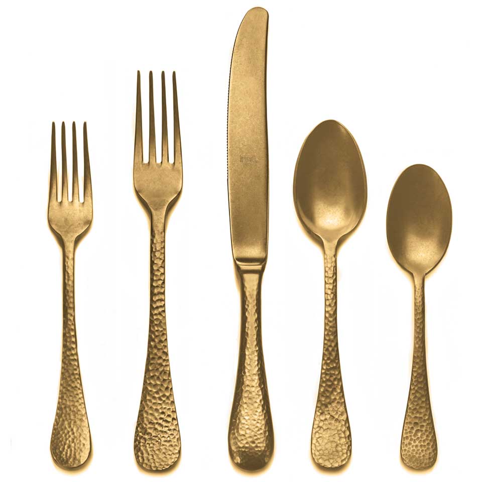Cutlery Set 5 Pcs Place Setting Pewter Oro