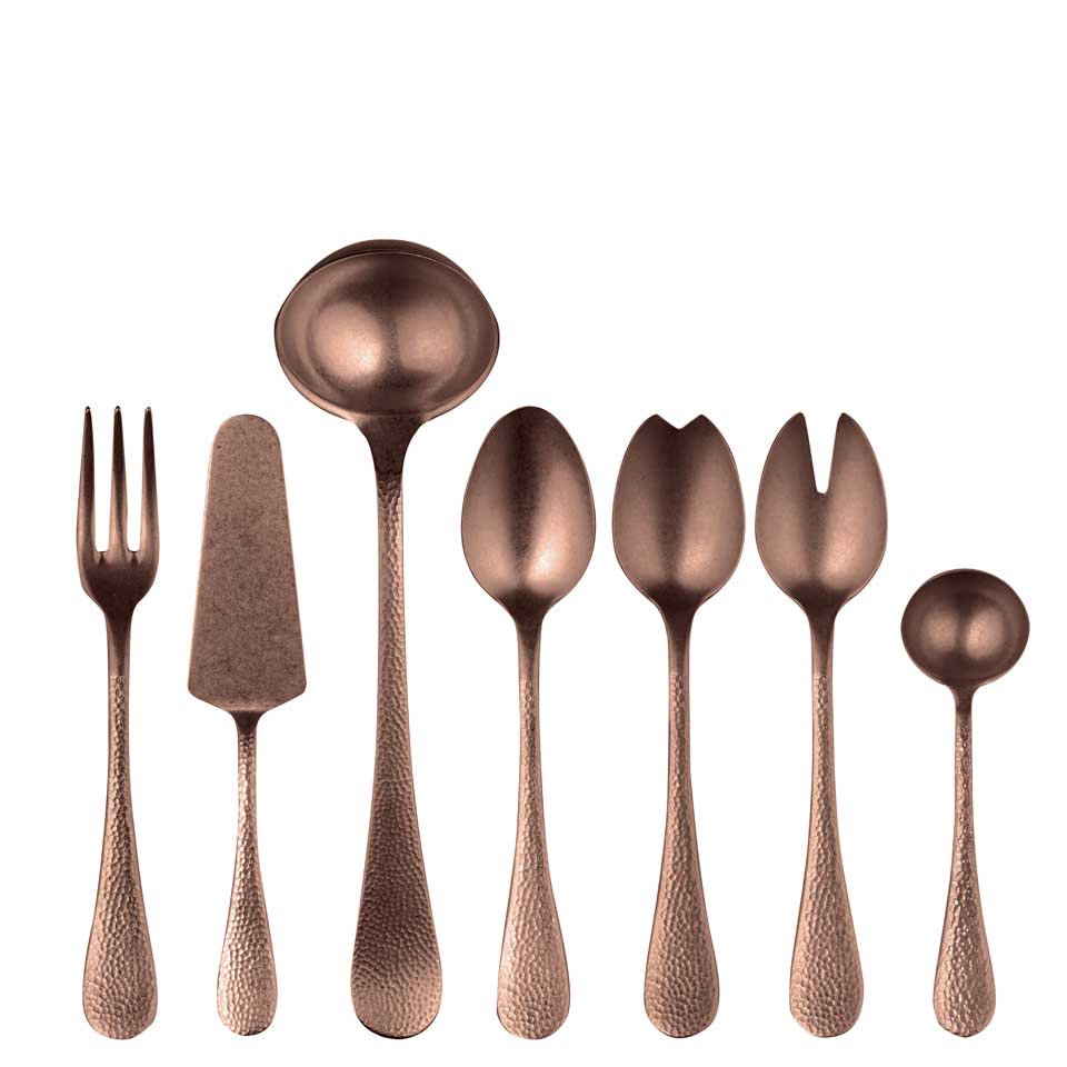 Full Serving Set 7 Pieces Pewter Bronze