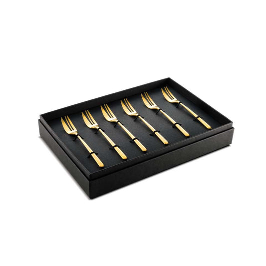 Set Of 6 Cake Forks Ice Oro