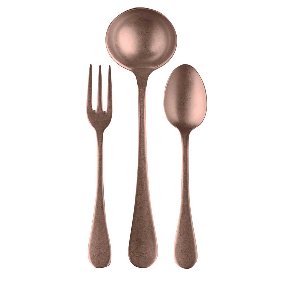 Serving Set 3 Pieces Vintage Bronzo