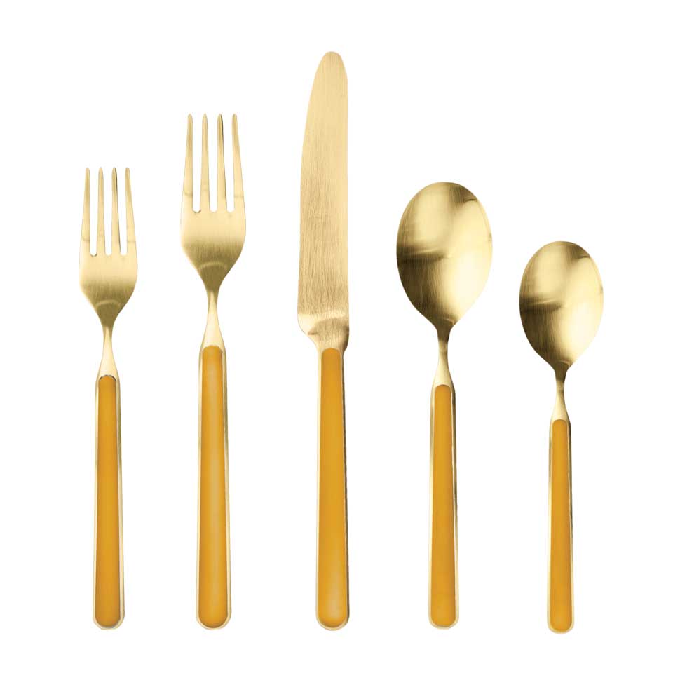 Cutlery Set 5 Pcs Place Setting Ice Oro Mustard