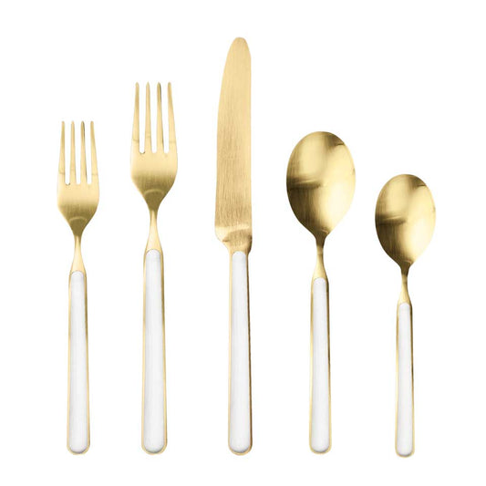Cutlery Set 5 Pcs Place Setting Ice Oro White