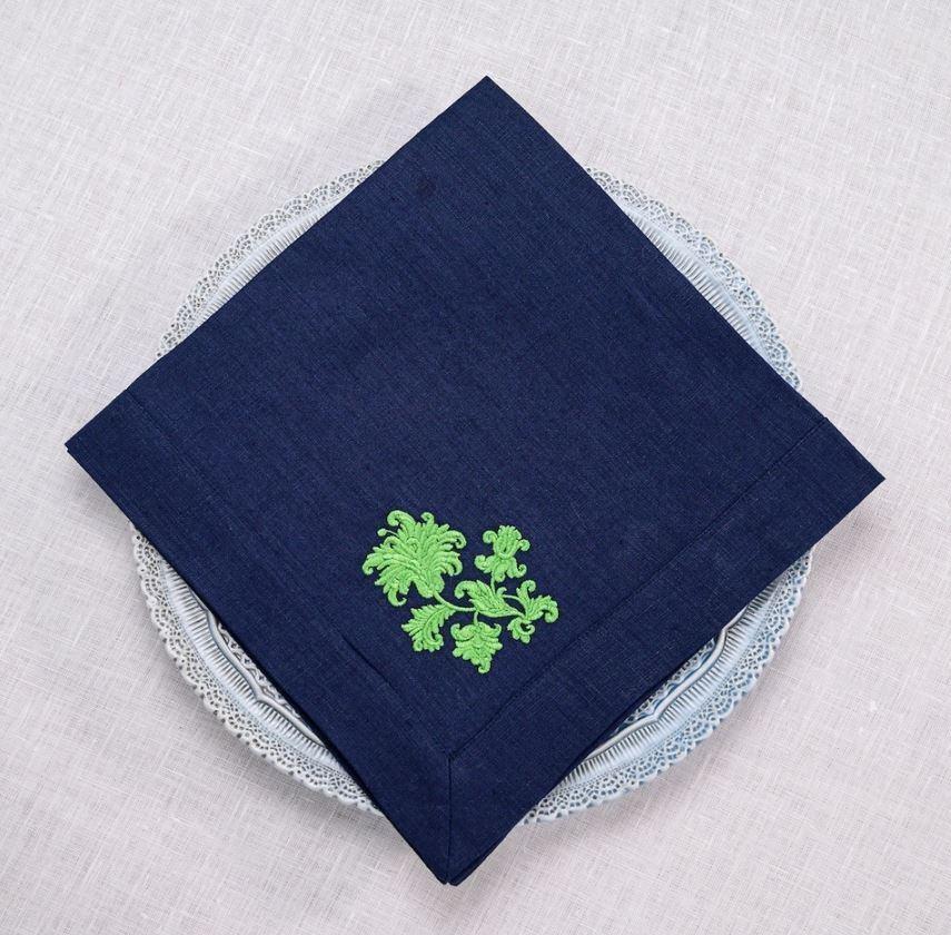 Whimsey Floral Large, Navy (Light Green)