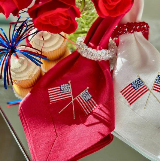 American Flags Large Napkin, Red