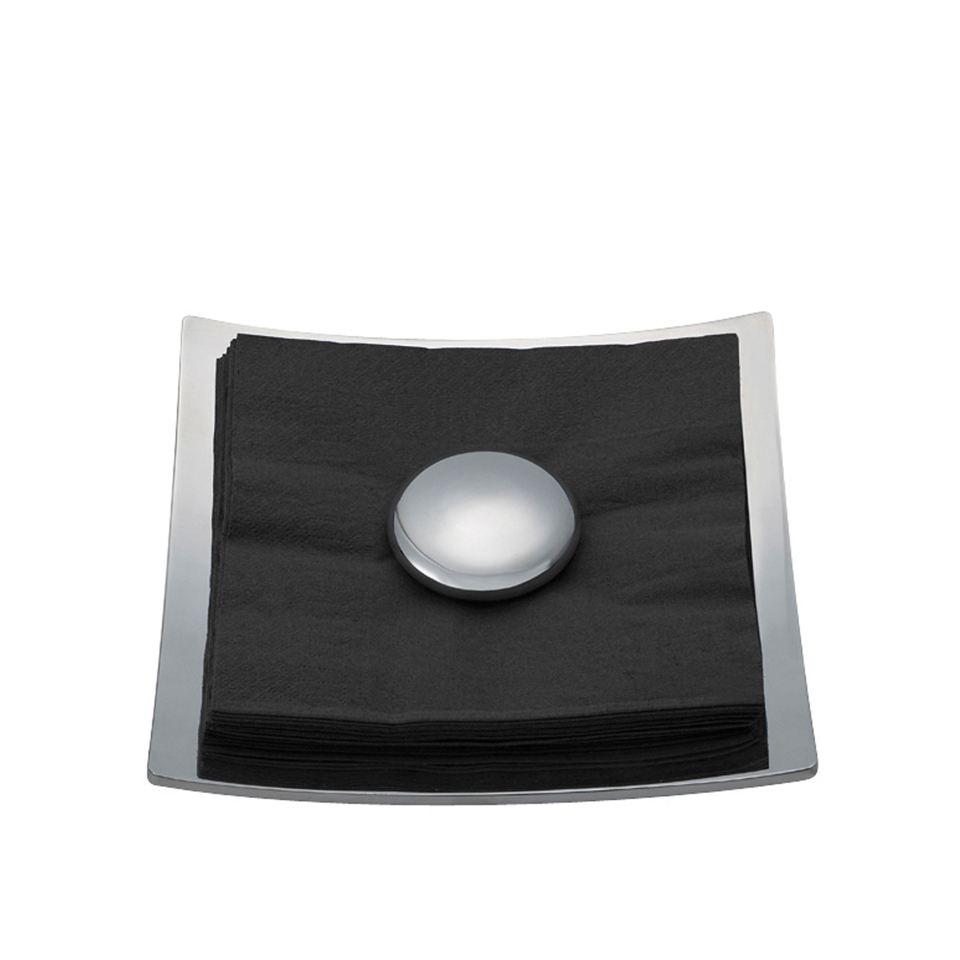 Stone Napkin Holder With Black Napkins - Alloy