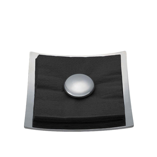 Stone Napkin Holder With Black Napkins - Alloy