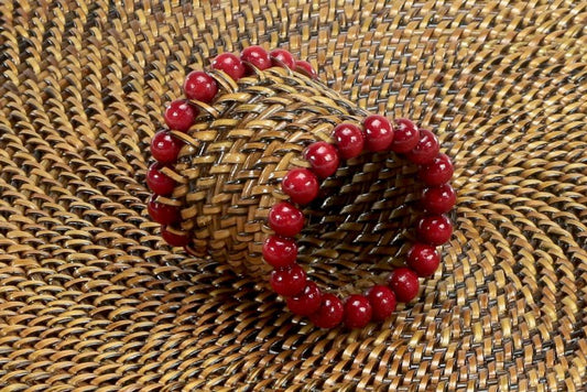 Beaded Napkin Ring Red Set of 4 pcs