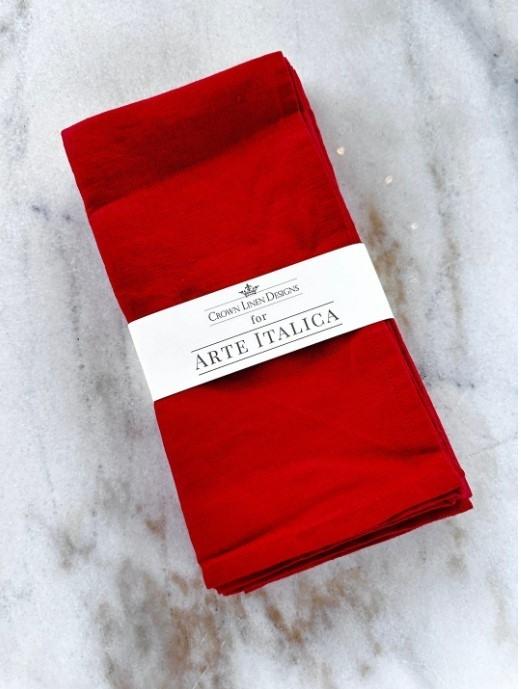Napkin Set (4), Washed Linen, Red
