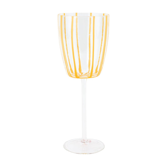 Nuovo Stripe Yellow Wine Glass