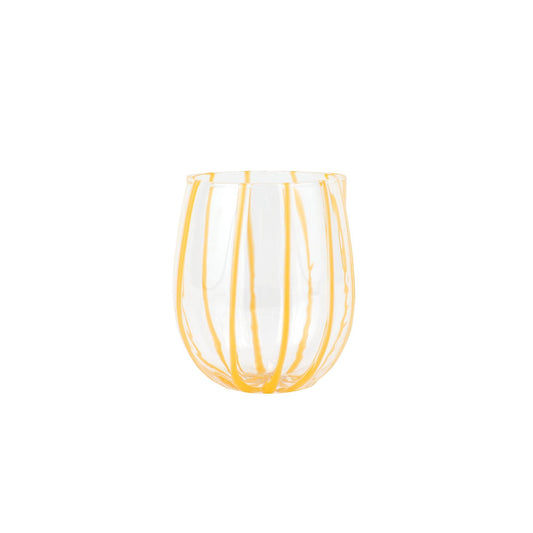 Nuovo Stripe Yellow Stemless Wine Glass