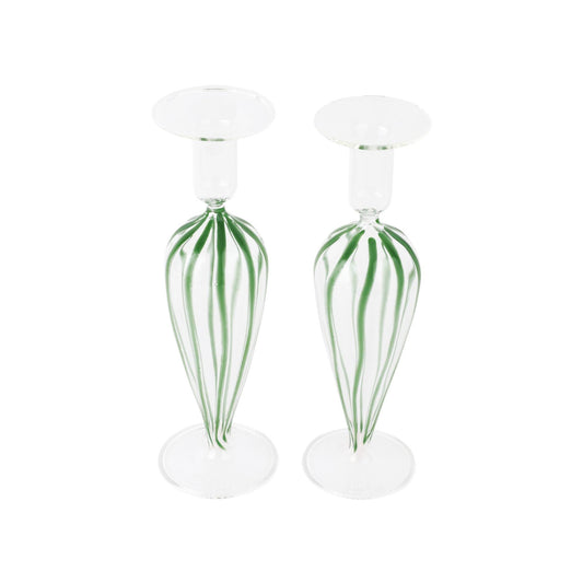 Green Candlesticks - Set of 2