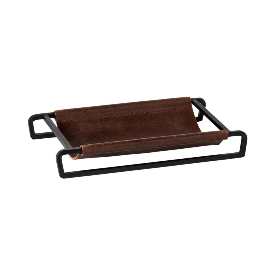 Leather Rect. Tray/Basket 10"