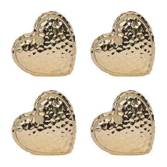 Heart Place Card Holder Set/4 - Gold