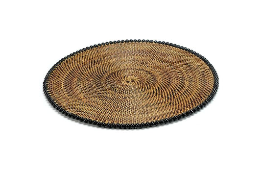 Placemat with Beads Black Set of 4 pcs