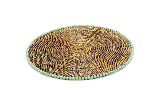 Placemat with Beads Light Mint Gold Set of 4 pcs