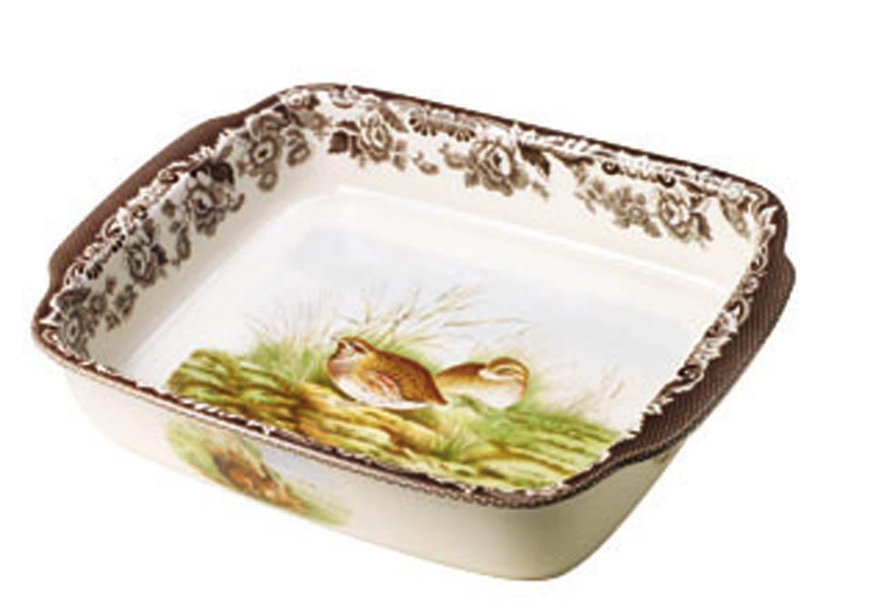 Medium Rabbit and Quail Rectangular Handled Dish